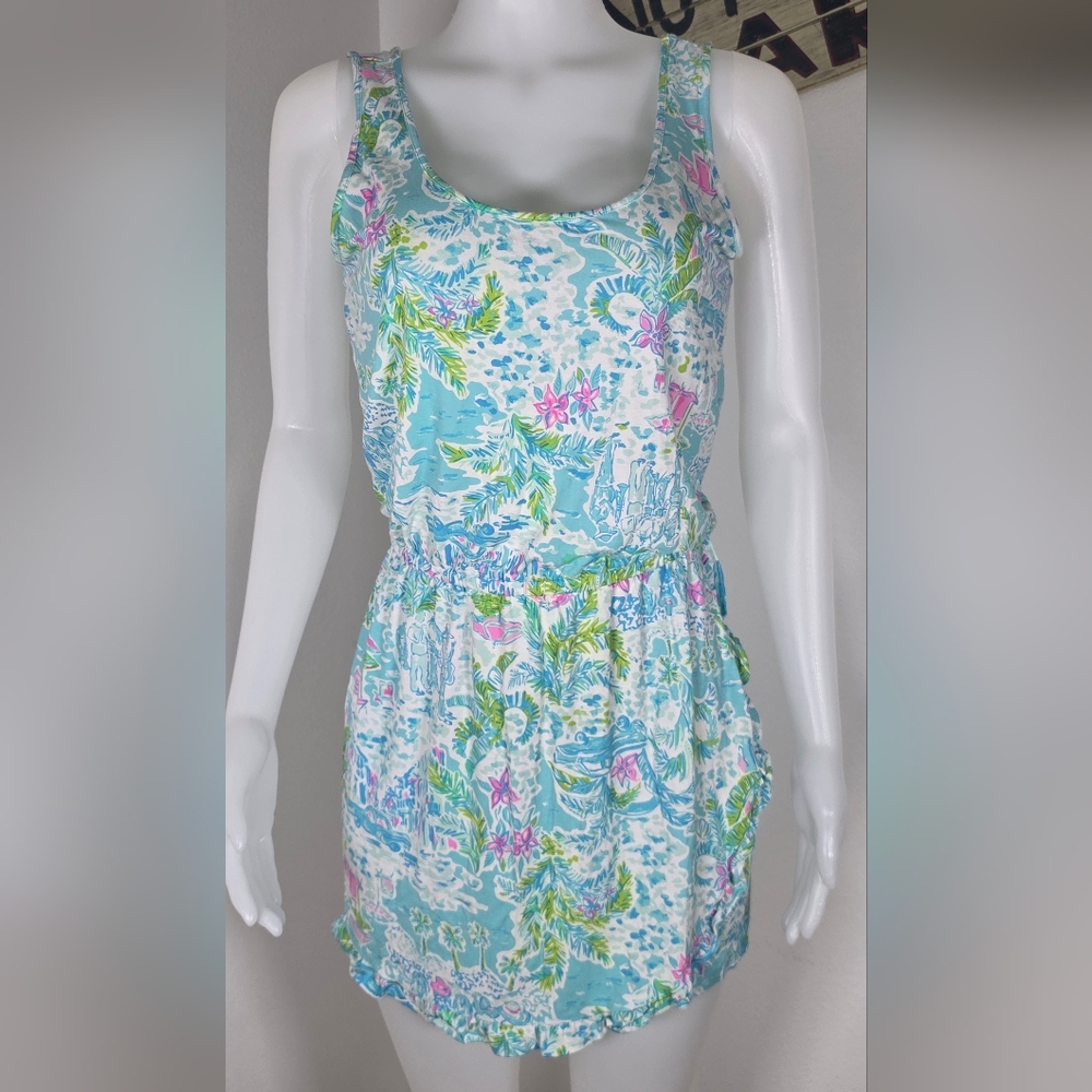 Lilly Pulitzer Analee Romper in the "What a Lovely Place" print